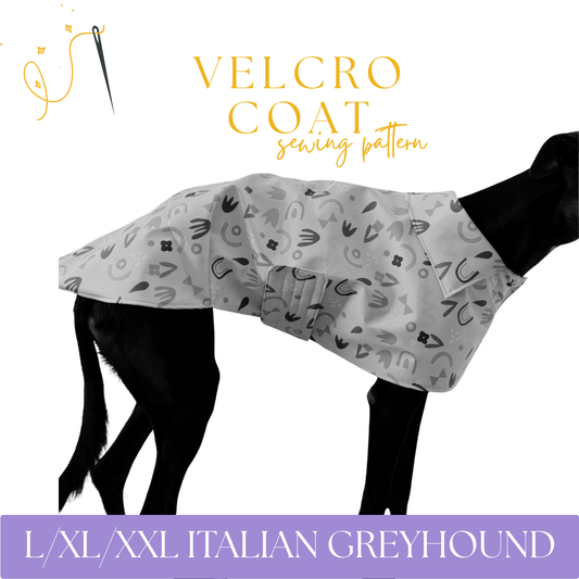 Italian Greyhound Velcro Coat in sizes L/XL/XXL