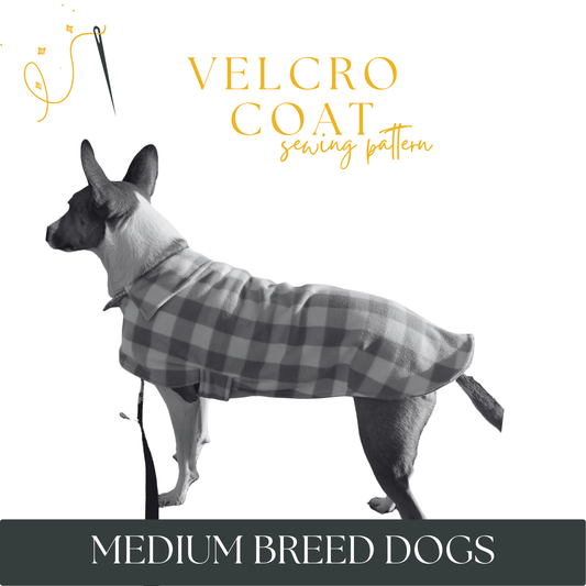 Medium Dogs Velcro Coat in sizes 7-9