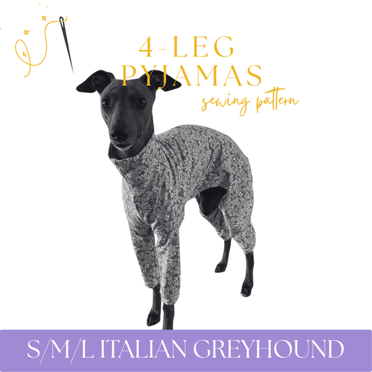 S/M/L Italian Greyhound 4-Leg Pyjamas in sizes S/M/L