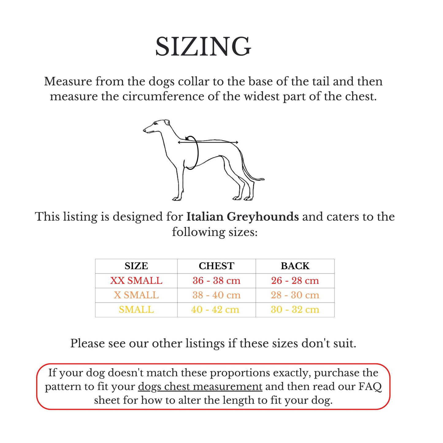 XXS/XS/S Italian Greyhound 4-Leg Pyjamas in sizes XXS/XS/S