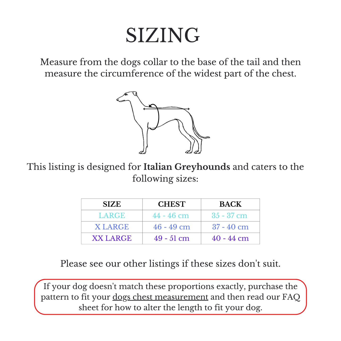 Italian Greyhound 4-Leg Pyjamas in sizes L/XL/XXL