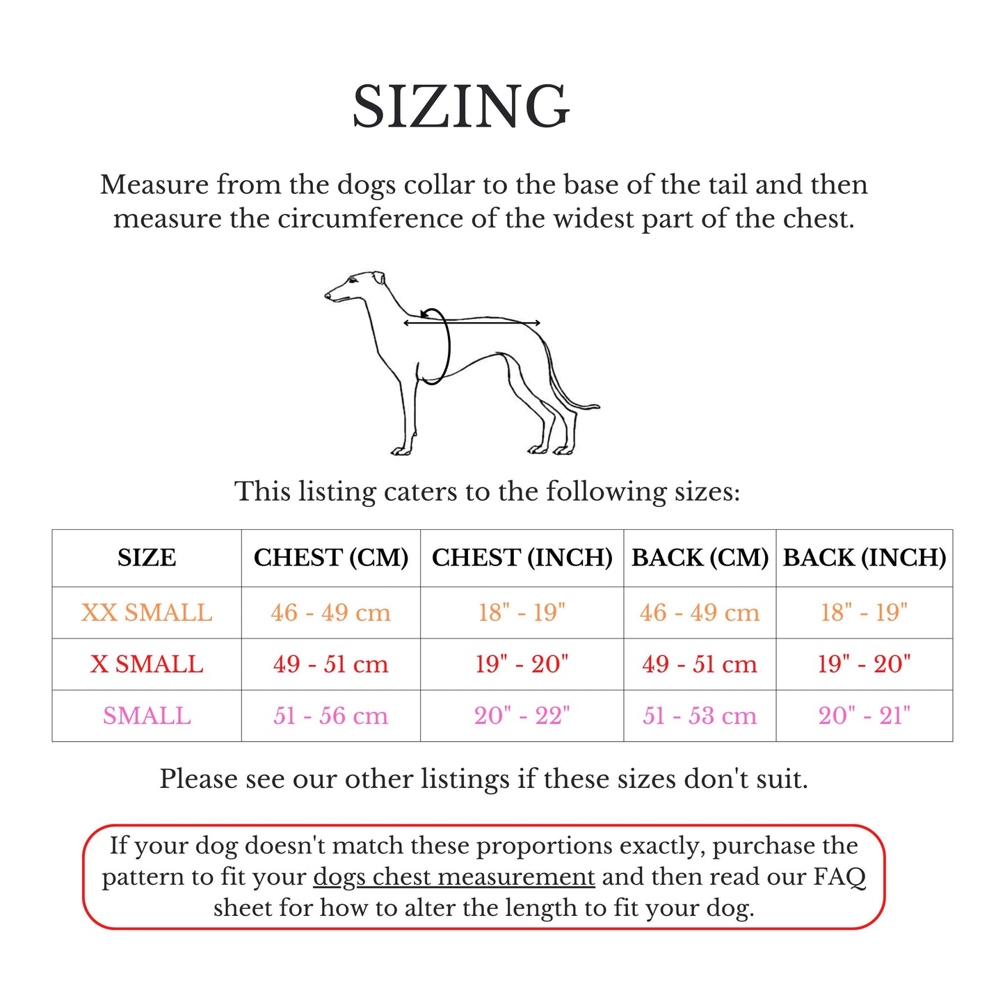 Whippet 4-Leg Pyjamas in sizes XXS/XS/S