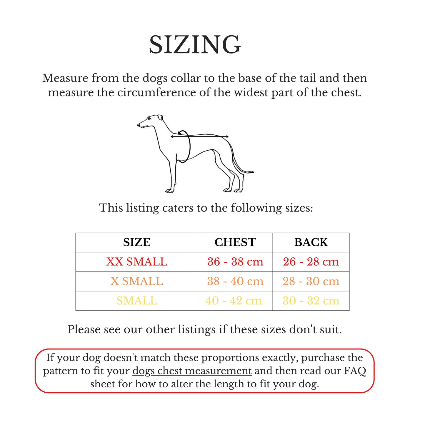 Italian Greyhound Velcro Coat in sizes XXS/XS/S