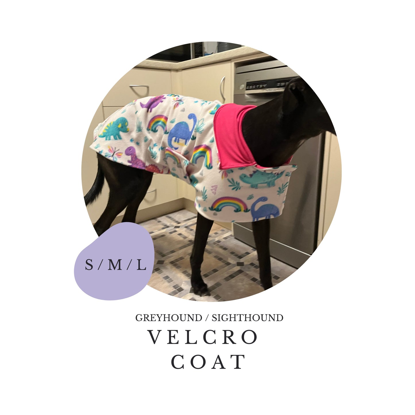 S/M/L Greyhound Velcro Coat