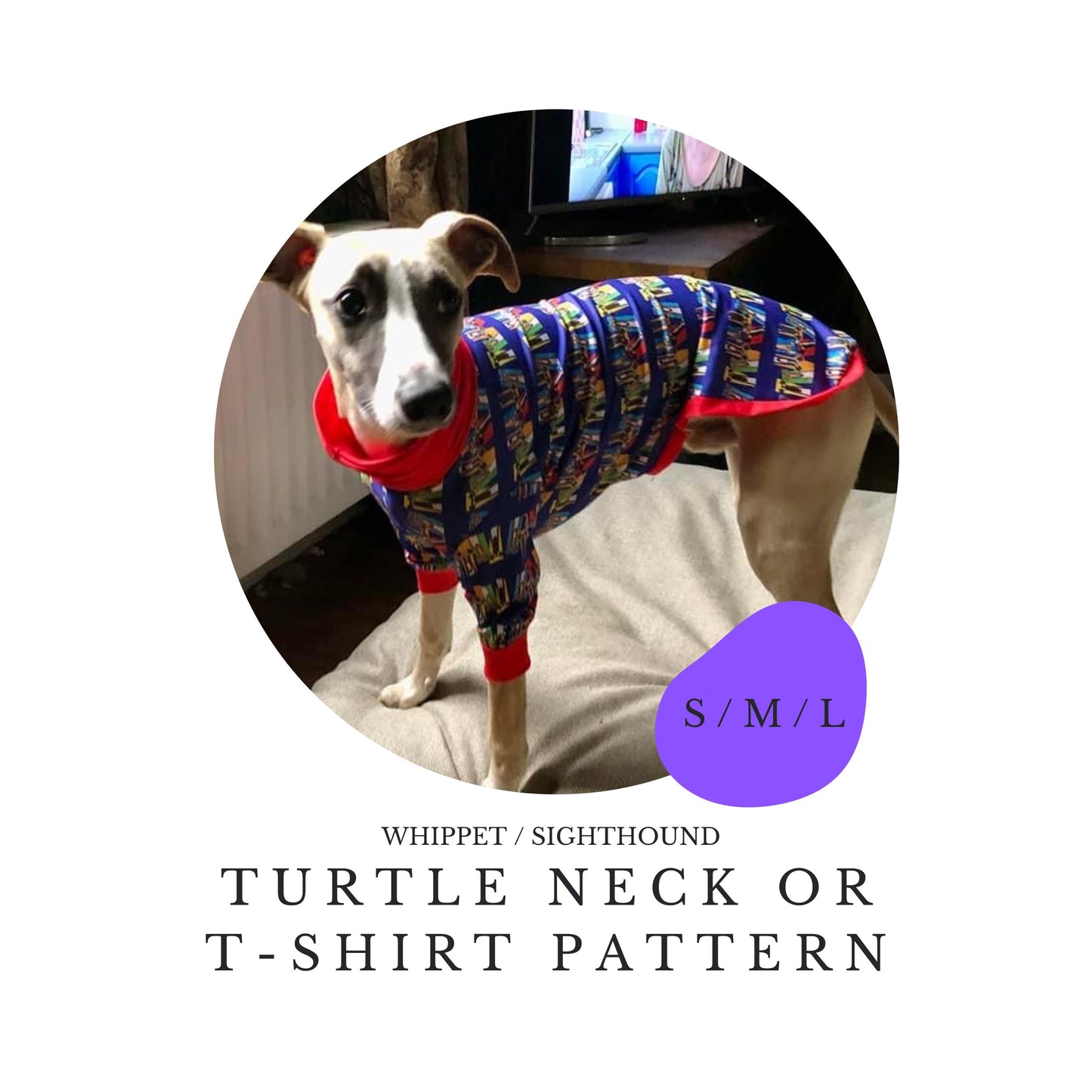 S/M/L Whippet Turtle Neck T-shirt