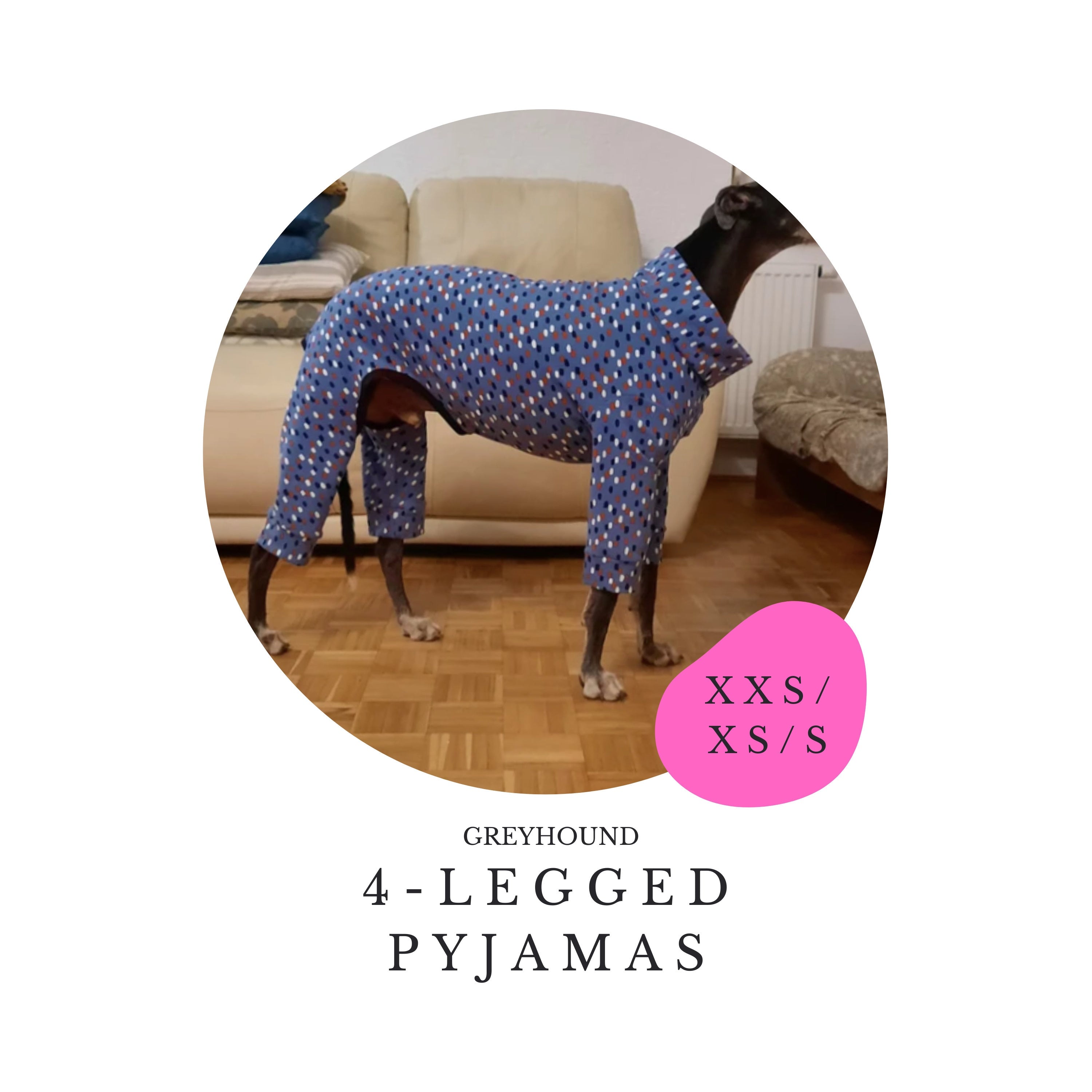 Greyhound Pyjamas XXS/XS/S Greyhound 4-Leg Pyjamas – Lily Longnose