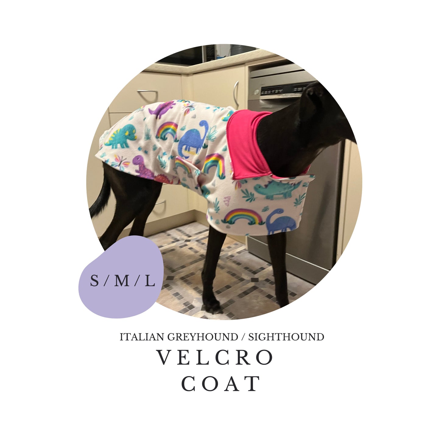 S/M/L Italian Greyhound Velcro Coat
