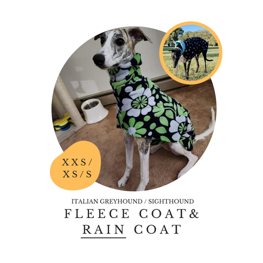 XXS/XS/S Italian Greyhound Fleece Coat / Rain Coat