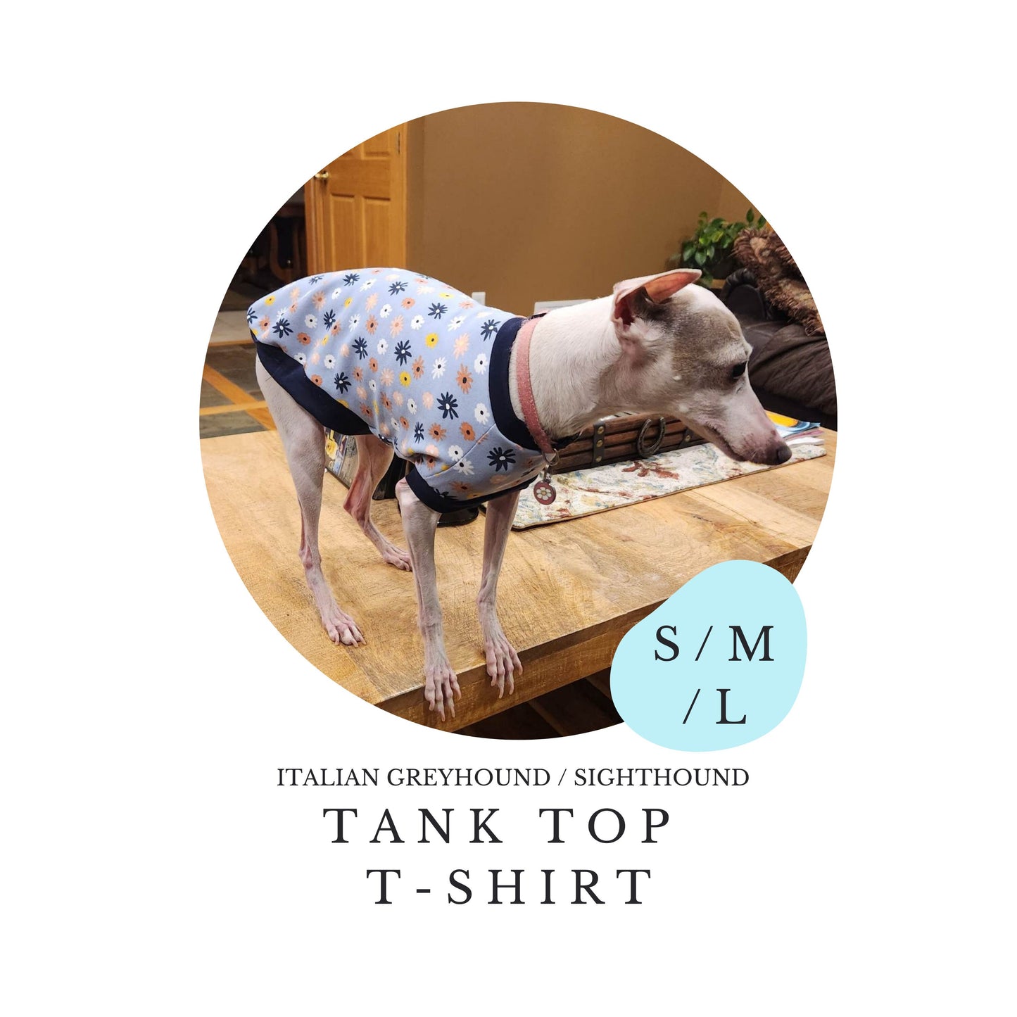 S/M/L Italian Greyhound Tank Top T-shirt